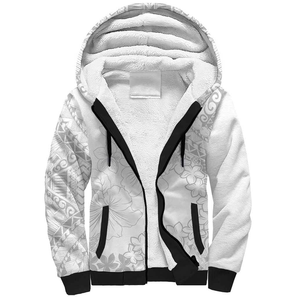 American Samoa Lotu Tamaiti Sherpa Hoodie White Sunday Plumeria White Vibe LT9 Unisex White - Polynesian Pride
