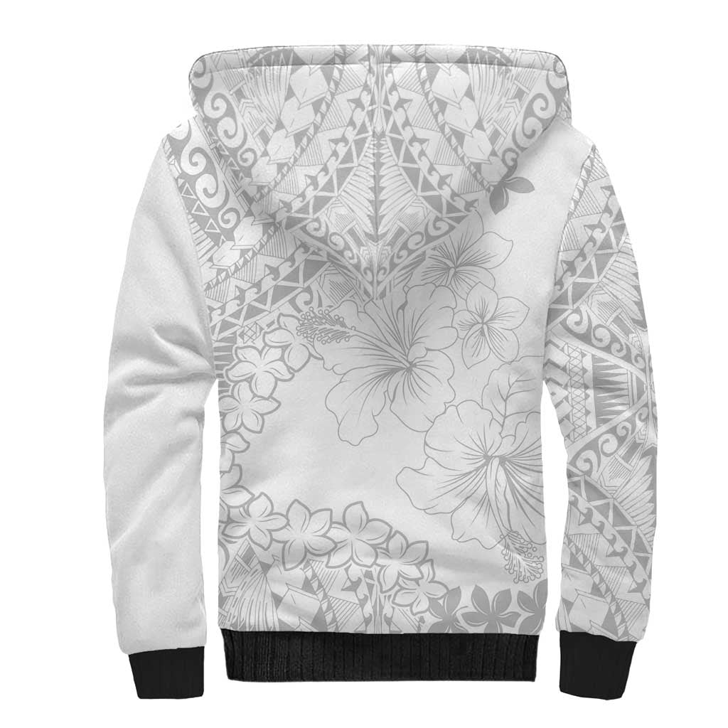 American Samoa Lotu Tamaiti Sherpa Hoodie White Sunday Plumeria White Vibe LT9 - Polynesian Pride