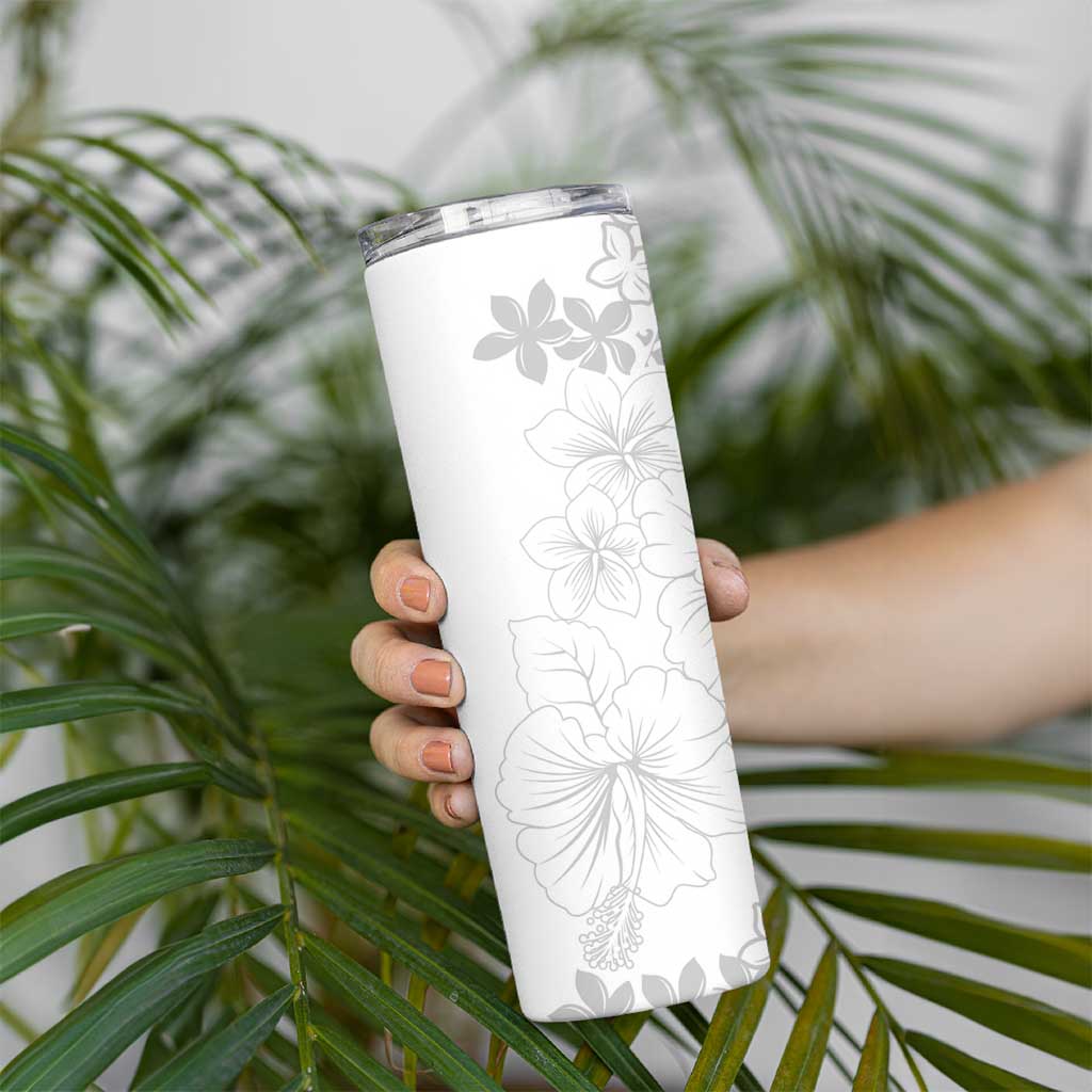 American Samoa Lotu Tamaiti Skinny Tumbler White Sunday Plumeria White Vibe LT9 - Polynesian Pride