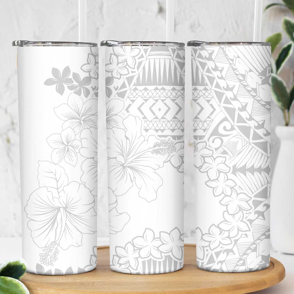 American Samoa Lotu Tamaiti Skinny Tumbler White Sunday Plumeria White Vibe LT9 - Polynesian Pride