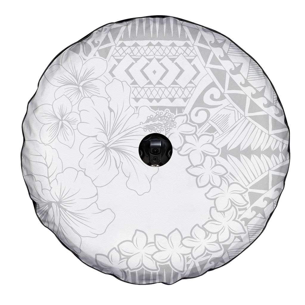 American Samoa Lotu Tamaiti Spare Tire Cover White Sunday Plumeria White Vibe LT9 - Polynesian Pride