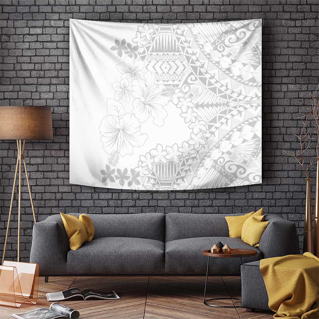 American Samoa Lotu Tamaiti Tapestry White Sunday Plumeria White Vibe