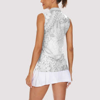 American Samoa Lotu Tamaiti Women Sleeveless Polo Shirt White Sunday Plumeria White Vibe LT9 - Polynesian Pride