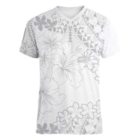 American Samoa Lotu Tamaiti Women V-Neck T-Shirt White Sunday Plumeria White Vibe LT9 Female White - Polynesian Pride