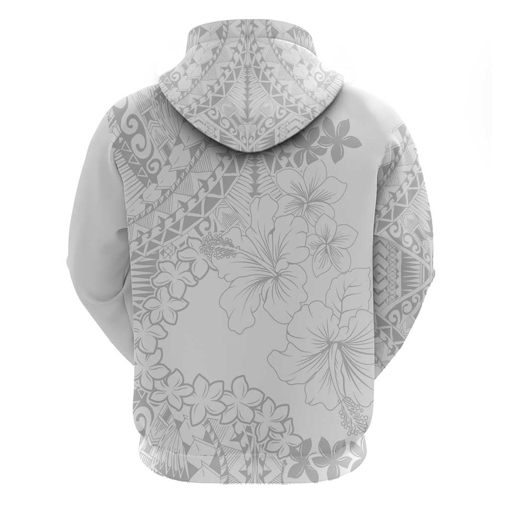 American Samoa Lotu Tamaiti Zip Hoodie White Sunday Plumeria White Vibe LT9 - Polynesian Pride