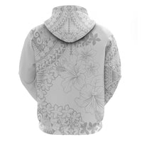 American Samoa Lotu Tamaiti Zip Hoodie White Sunday Plumeria White Vibe LT9 - Polynesian Pride