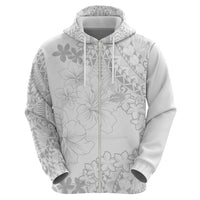 American Samoa Lotu Tamaiti Zip Hoodie White Sunday Plumeria White Vibe LT9 - Polynesian Pride