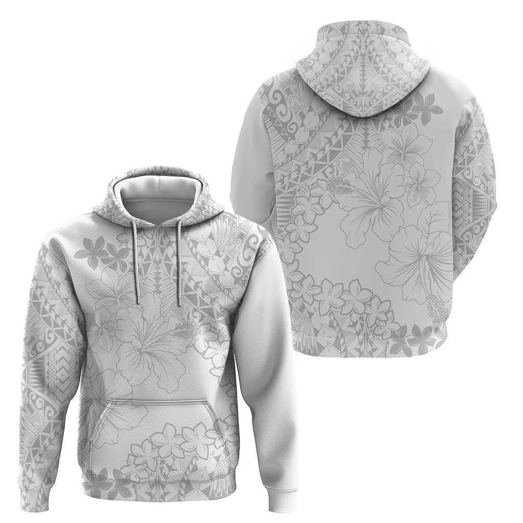 American Samoa Lotu Tamaiti Zip Hoodie White Sunday Plumeria White Vibe LT9 - Polynesian Pride