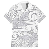Lotu Tamaiti Samoa Siapo Family Matching Long Sleeve Bodycon Dress and Hawaiian Shirt White Sunday With Teuila Torch Ginger LT9 Dad's Shirt - Short Sleeve White - Polynesian Pride