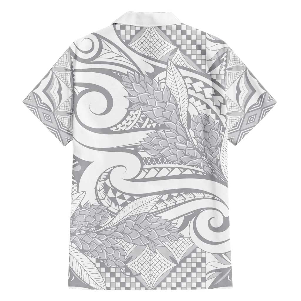 Lotu Tamaiti Samoa Siapo Family Matching Long Sleeve Bodycon Dress and Hawaiian Shirt White Sunday With Teuila Torch Ginger LT9 - Polynesian Pride