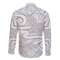 Lotu Tamaiti Samoa Siapo Family Matching Off Shoulder Maxi Dress and Hawaiian Shirt White Sunday With Teuila Torch Ginger LT9 - Polynesian Pride