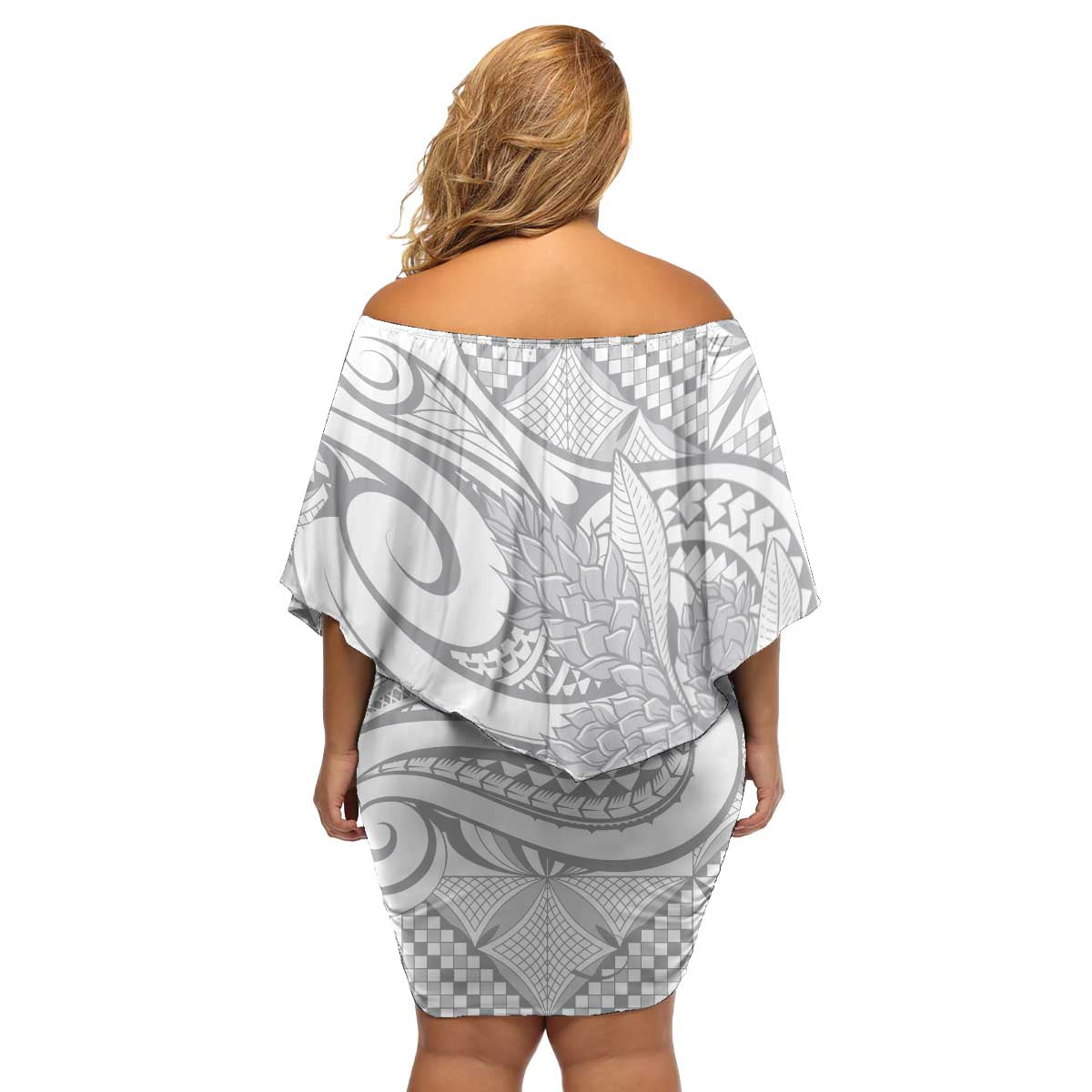 Lotu Tamaiti Samoa Siapo Family Matching Off Shoulder Short Dress and Hawaiian Shirt White Sunday With Teuila Torch Ginger LT9 - Polynesian Pride