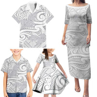 Lotu Tamaiti Samoa Siapo Family Matching Puletasi and Hawaiian Shirt White Sunday With Teuila Torch Ginger LT9 - Polynesian Pride