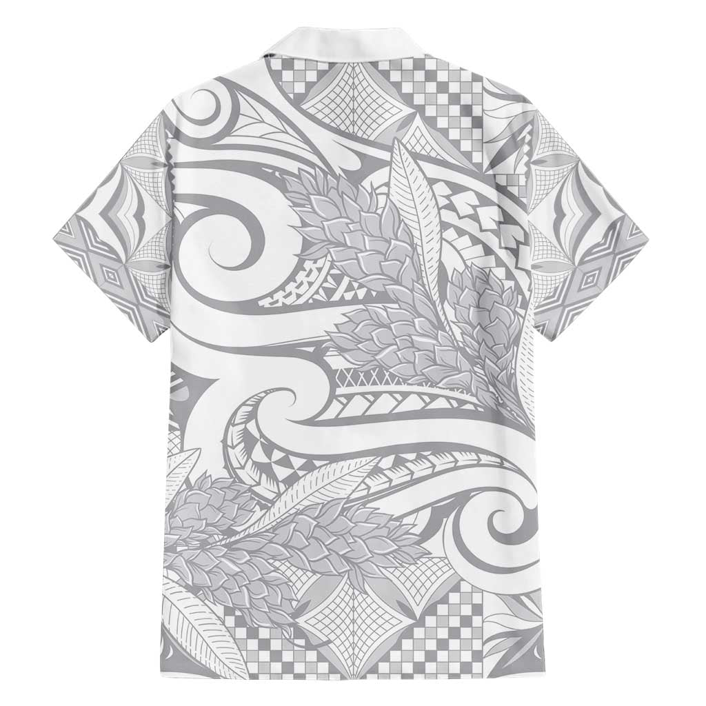 Lotu Tamaiti Samoa Siapo Family Matching Short Sleeve Bodycon Dress and Hawaiian Shirt White Sunday With Teuila Torch Ginger LT9 - Polynesian Pride