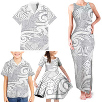 Lotu Tamaiti Samoa Siapo Family Matching Tank Maxi Dress and Hawaiian Shirt White Sunday With Teuila Torch Ginger LT9 - Polynesian Pride