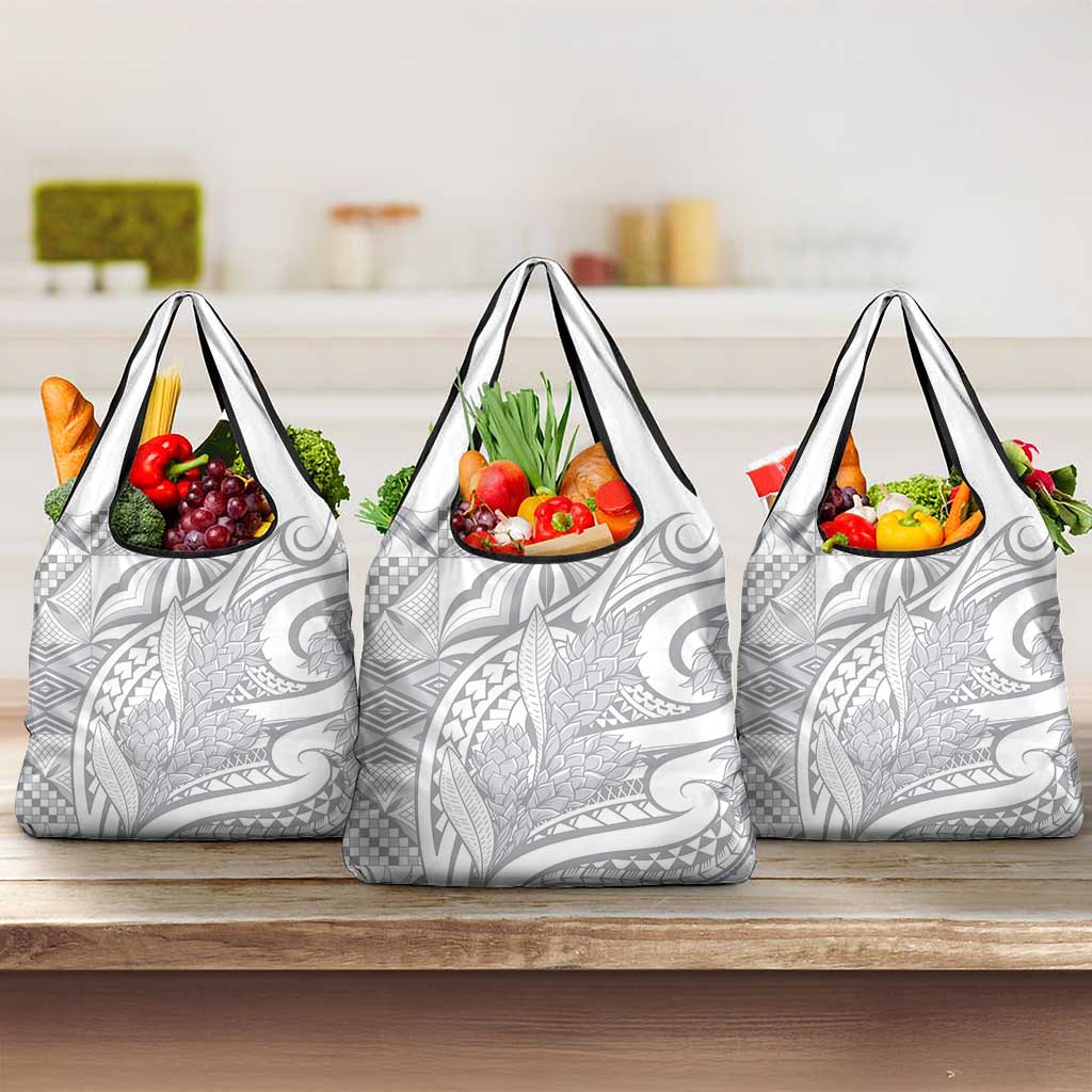 Lotu Tamaiti Samoa Siapo Grocery Bag White Sunday With Teuila Torch Ginger