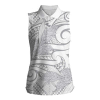 Lotu Tamaiti Samoa Siapo Women Sleeveless Polo Shirt White Sunday With Teuila Torch Ginger LT9 Female White - Polynesian Pride