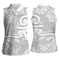 Lotu Tamaiti Samoa Siapo Women Sleeveless Polo Shirt White Sunday With Teuila Torch Ginger LT9 - Polynesian Pride