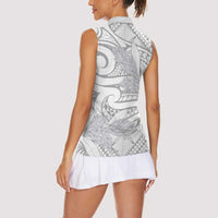 Lotu Tamaiti Samoa Siapo Women Sleeveless Polo Shirt White Sunday With Teuila Torch Ginger LT9 - Polynesian Pride
