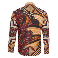 Vintage Samoa Siapo Family Matching Long Sleeve Bodycon Dress and Hawaiian Shirt With Teuila Torch Ginger LT9 - Polynesian Pride