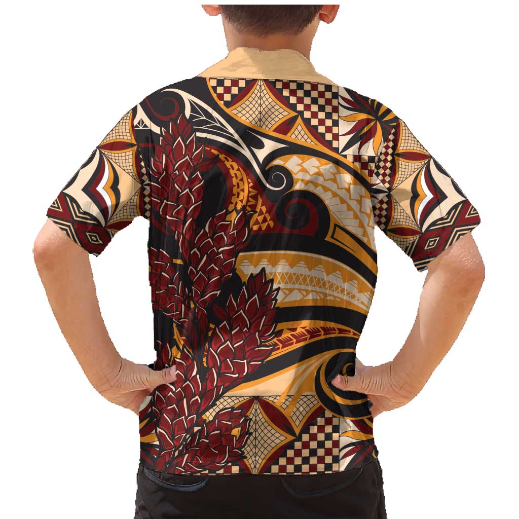 Vintage Samoa Siapo Family Matching Mermaid Dress and Hawaiian Shirt With Teuila Torch Ginger LT9 - Polynesian Pride