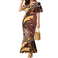 Vintage Samoa Siapo Family Matching Mermaid Dress and Hawaiian Shirt With Teuila Torch Ginger LT9 Mom's Dress Art - Polynesian Pride