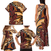 Vintage Samoa Siapo Family Matching Tank Maxi Dress and Hawaiian Shirt With Teuila Torch Ginger LT9 - Polynesian Pride