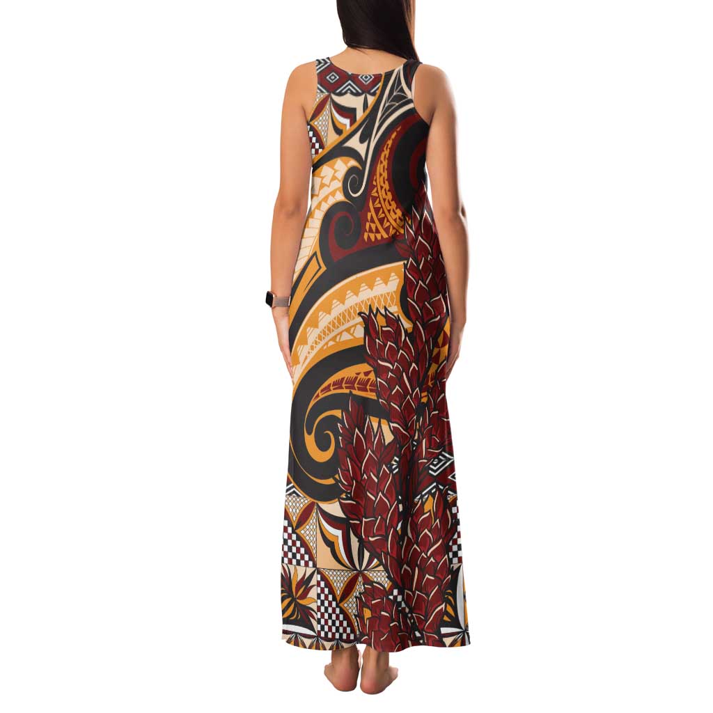 Vintage Samoa Siapo Family Matching Tank Maxi Dress and Hawaiian Shirt With Teuila Torch Ginger LT9 - Polynesian Pride