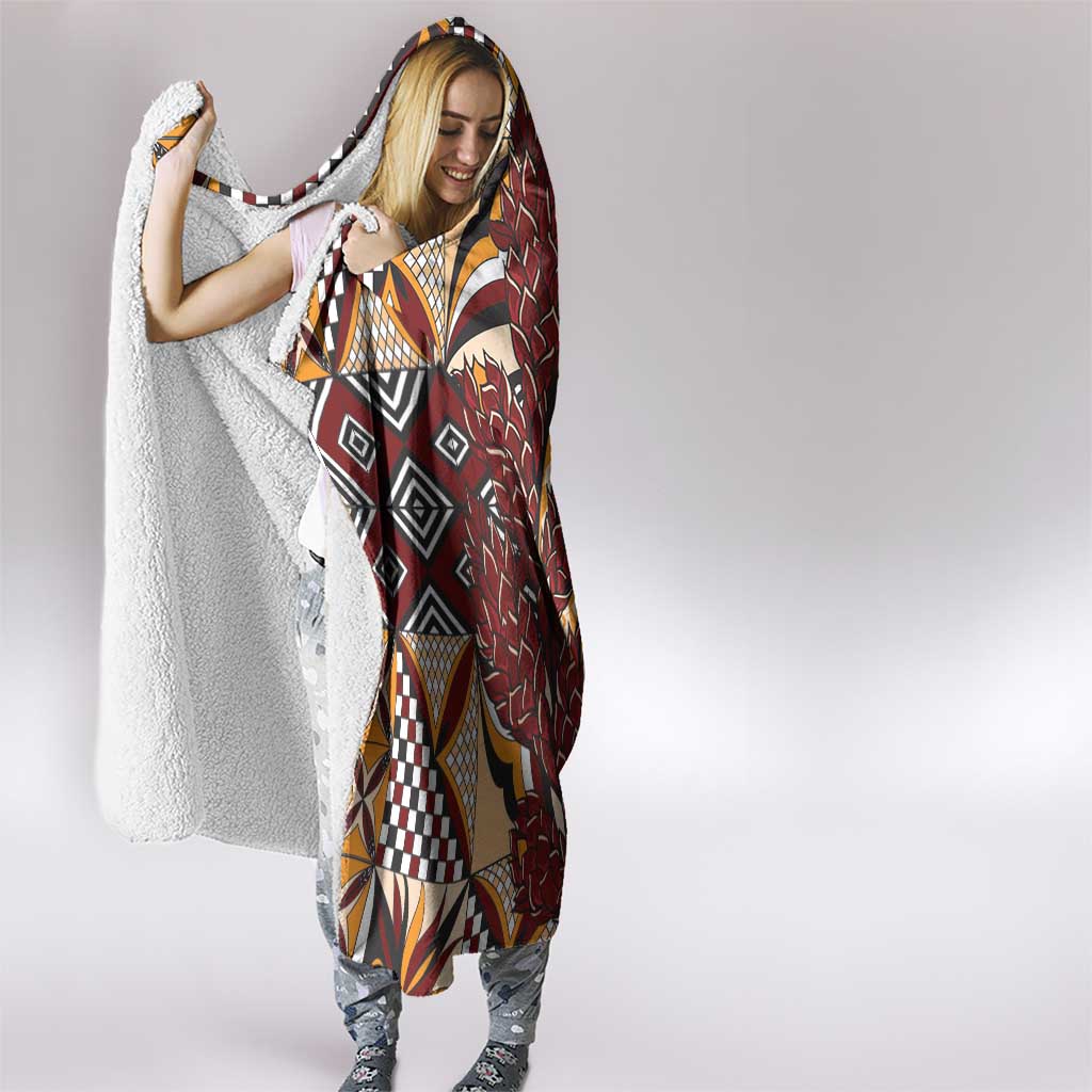 Vintage Samoa Siapo Hooded Blanket With Teuila Torch Ginger