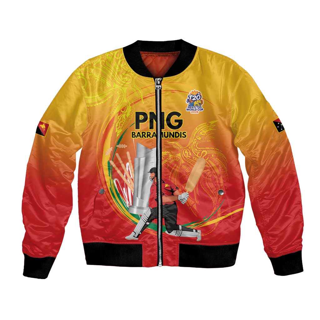 Custom Cricket PNG East Asia-Pacific Bomber Jacket Papua New Guinea Rise to Power LT9 Unisex Gold - Polynesian Pride