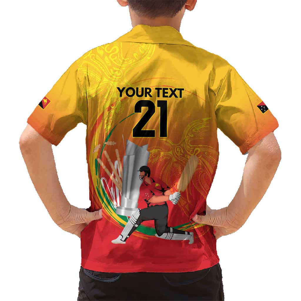 Custom Cricket PNG East Asia-Pacific Kid Hawaiian Shirt Papua New Guinea Rise to Power LT9 - Polynesian Pride
