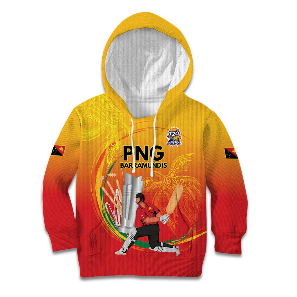 Custom Cricket PNG East Asia-Pacific Kid Hoodie Papua New Guinea Rise to Power LT9 Hoodie Gold - Polynesian Pride