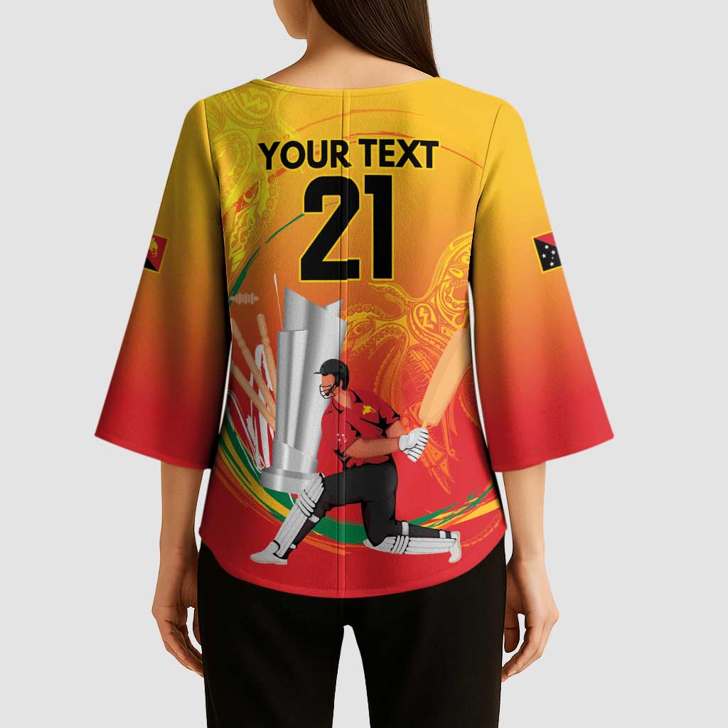 Custom Cricket PNG East Asia-Pacific Kimono Sleeve Blouse Papua New Guinea Rise to Power LT9 - Polynesian Pride