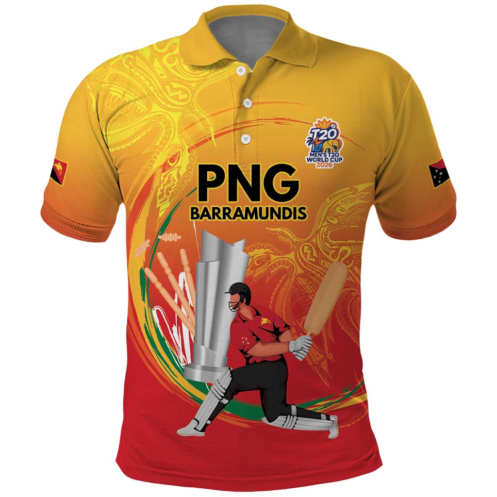 Custom Cricket PNG East Asia-Pacific Polo Shirt Papua New Guinea Rise to Power LT9 Gold - Polynesian Pride
