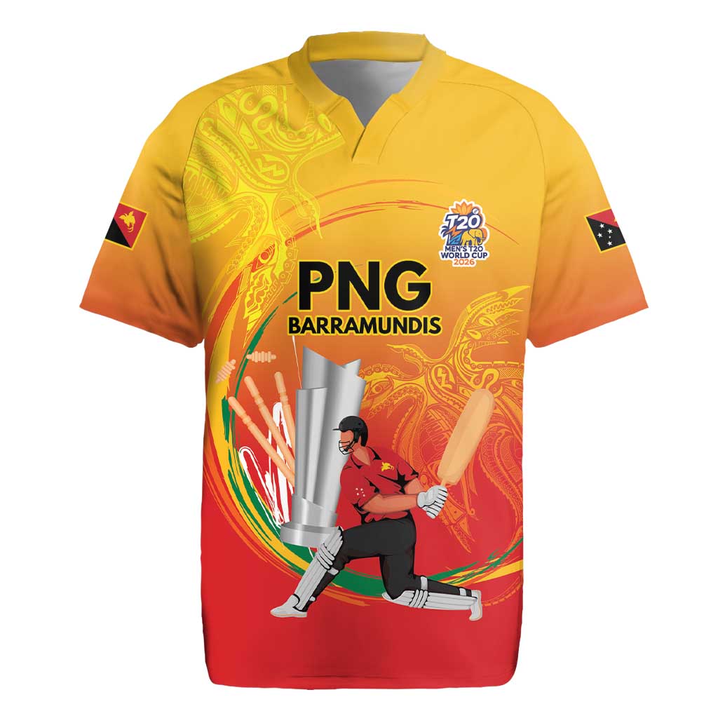 Custom Cricket PNG East Asia-Pacific Rugby Jersey Papua New Guinea Rise to Power LT9 Gold - Polynesian Pride