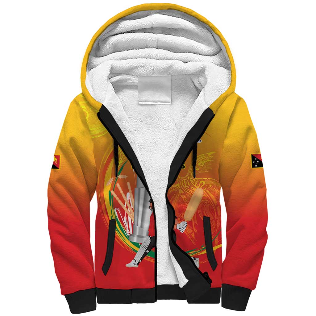 Custom Cricket PNG East Asia-Pacific Sherpa Hoodie Papua New Guinea Rise to Power LT9 Unisex Gold - Polynesian Pride