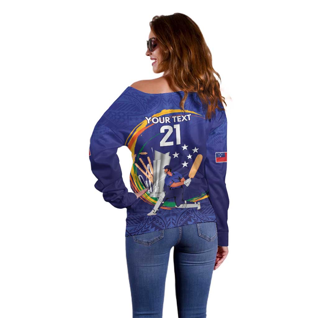 Custom Cricket Samoa East Asia-Pacific Off Shoulder Sweater Samoa Storming the Limits - Polynesian Pride