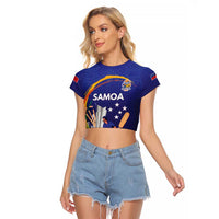 Custom Cricket Samoa East Asia-Pacific Raglan Cropped T Shirt Samoa Storming the Limits - Polynesian Pride