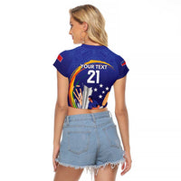 Custom Cricket Samoa East Asia-Pacific Raglan Cropped T Shirt Samoa Storming the Limits - Polynesian Pride