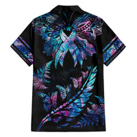 Polynesia Ribbon Butterflies Family Matching Long Sleeve Bodycon Dress and Hawaiian Shirt Silver Fern Breast Cancer With Papua Shell Pattern LT9 - Polynesian Pride
