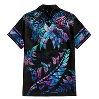Personalised Polynesia Ribbon Butterflies Family Matching Mermaid Dress and Hawaiian Shirt Silver Fern Breast Cancer With Papua Shell Pattern LT9 - Polynesian Pride