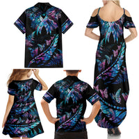 Personalised Polynesia Ribbon Butterflies Family Matching Summer Maxi Dress and Hawaiian Shirt Silver Fern Breast Cancer With Papua Shell Pattern LT9 - Polynesian Pride