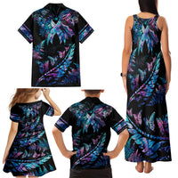 Personalised Polynesia Ribbon Butterflies Family Matching Tank Maxi Dress and Hawaiian Shirt Silver Fern Breast Cancer With Papua Shell Pattern LT9 - Polynesian Pride