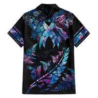 Personalised Polynesia Ribbon Butterflies Kid Hawaiian Shirt Silver Fern Breast Cancer With Papua Shell Pattern LT9 - Polynesian Pride