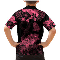 Personalised Polynesian Turtle Ribbon Family Matching Mermaid Dress and Hawaiian Shirt Think Pink Breast Cancer With Pacific Hibiscus LT9 - Polynesian Pride