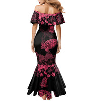 Personalised Polynesian Turtle Ribbon Family Matching Mermaid Dress and Hawaiian Shirt Think Pink Breast Cancer With Pacific Hibiscus LT9 - Polynesian Pride