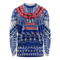 Toa Samoa Christmas Long Sleeve Shirt Samoa Siva Tau Manuia Le Kerisimasi Blue Vibe LT9 Unisex Blue - Polynesian Pride