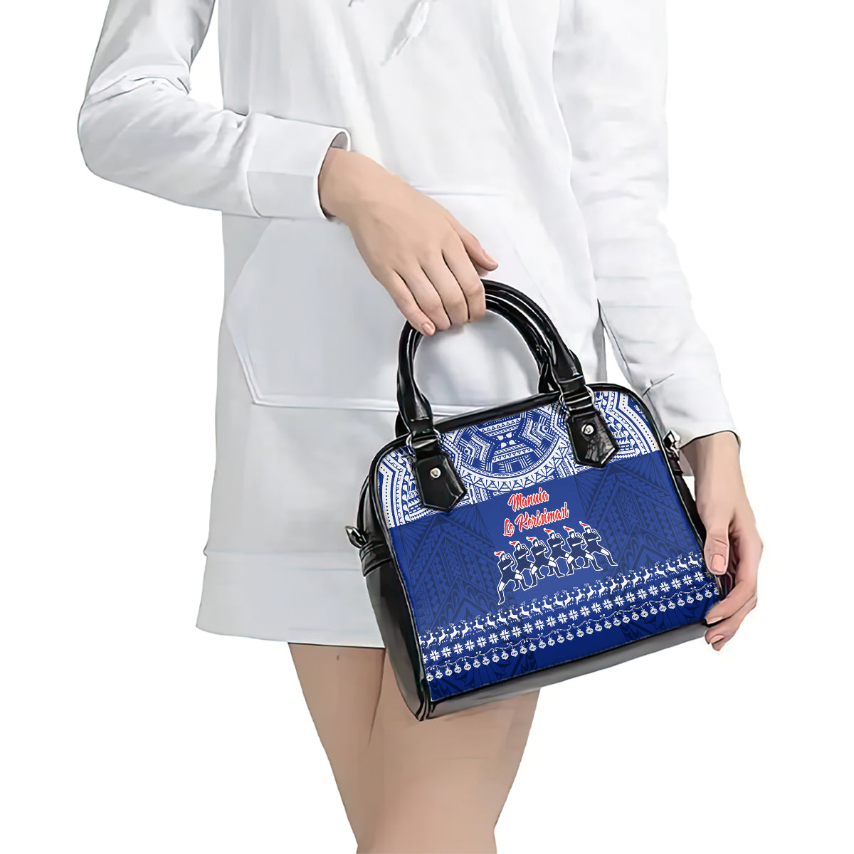 Toa Samoa Christmas Shoulder Handbag Samoa Siva Tau Manuia Le Kerisimasi Blue Vibe LT9 - Polynesian Pride