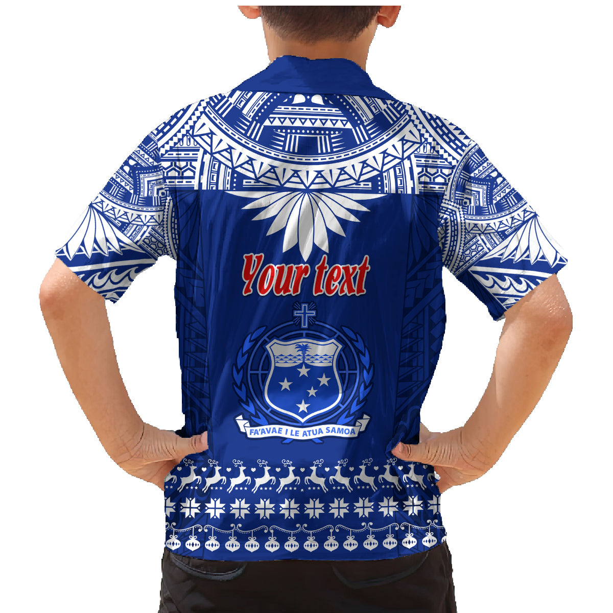 Personalised Toa Samoa Christmas Family Matching Mermaid Dress and Hawaiian Shirt Samoa Siva Tau Manuia Le Kerisimasi Blue Vibe LT9 - Polynesian Pride