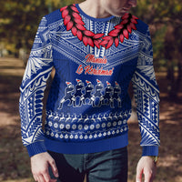 Personalised Toa Samoa Christmas Ugly Christmas Sweater Samoa Siva Tau Manuia Le Kerisimasi Blue Vibe LT9 - Polynesian Pride